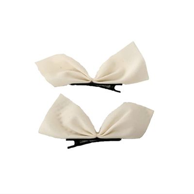 LRGKMCWTOB 1 Pair of Role-playing Gifts Bow Hairpin Side Hair Clips Bow Satin Ribbon Hair Clips for Women Girls Women's Hair Accessories Satin Silk Smooth Bow Hairpin Headdress (White)
