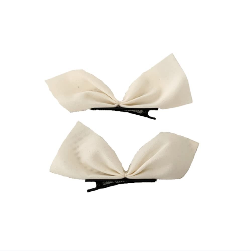 LRGKMCWTOB 1 Pair of Role-playing Gifts Bow Hairpin Side Hair Clips Bow Satin Ribbon Hair Clips for Women Girls Women's Hair Accessories Satin Silk Smooth Bow Hairpin Headdress (White)