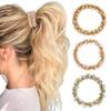 Brinie Pearl Rhinestone Pink Ponytail Holder Hair Ties and Scrunchies - Elastic Stretchy Hair Bands and Accessories for Women and Girls (Pack of 3) view 1