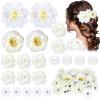 BBTO 21 Pcs Flower Hair Clip Rose Hair Clips Barrettes for Women Flower Accessories Boho Bride Claw Clip Hairpin Brooch Pin Headpiece for Wedding(White) view 1