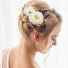 BBTO 21 Pcs Flower Hair Clip Rose Hair Clips Barrettes for Women Flower Accessories Boho Bride Claw Clip Hairpin Brooch Pin Headpiece for Wedding(White) view 2