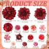 BBTO 21 Pcs Flower Hair Clip Rose Hair Clips Barrettes for Women Flower Accessories Boho Bride Claw Clip Hairpin Brooch Pin Headpiece for Wedding(Red Series) view 3