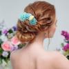BBTO 21 Pcs Flower Hair Clip Rose Hair Clips Barrettes for Women Flower Accessories Boho Bride Claw Clip Hairpin Brooch Pin Headpiece for Wedding(Light Blue) view 2