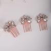 Teyglen Simple Rhinestones Crystal Bride Wedding Hair Comb Set Handmade Red Blue Black Crystal Side Hair Combs Bridal Hair Jewelry Set for Women Bride Girls (Rose Gold) view 2