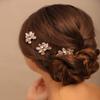 Teyglen Simple Rhinestones Crystal Bride Wedding Hair Comb Set Handmade Red Blue Black Crystal Side Hair Combs Bridal Hair Jewelry Set for Women Bride Girls (Rose Gold) view 3