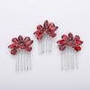 Teyglen Simple Rhinestones Crystal Bride Wedding Hair Comb Set Handmade Red Blue Black Crystal Side Hair Combs Bridal Hair Jewelry Set for Women Bride Girls (Red) view 1