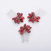 Teyglen Simple Rhinestones Crystal Bride Wedding Hair Comb Set Handmade Red Blue Black Crystal Side Hair Combs Bridal Hair Jewelry Set for Women Bride Girls (Red) view 3
