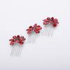 Teyglen Simple Rhinestones Crystal Bride Wedding Hair Comb Set Handmade Red Blue Black Crystal Side Hair Combs Bridal Hair Jewelry Set for Women Bride Girls (Red) view 4