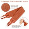 Inmorven Back Scrubber for Shower Exfoliating Body Scrubber 40 inch Double-Sided Back Exfoliator Scrub Towel, Bath Body Brush Widened Back Washer with Handle for Men and Women, Red view 3