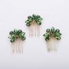 Teyglen Simple Rhinestones Crystal Bride Wedding Hair Comb Set Handmade Red Green Black Crystal Side Hair Combs Bridal Hair Jewelry Set for Women Bride Girls (Green) view 1
