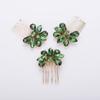 Teyglen Simple Rhinestones Crystal Bride Wedding Hair Comb Set Handmade Red Green Black Crystal Side Hair Combs Bridal Hair Jewelry Set for Women Bride Girls (Green) view 3