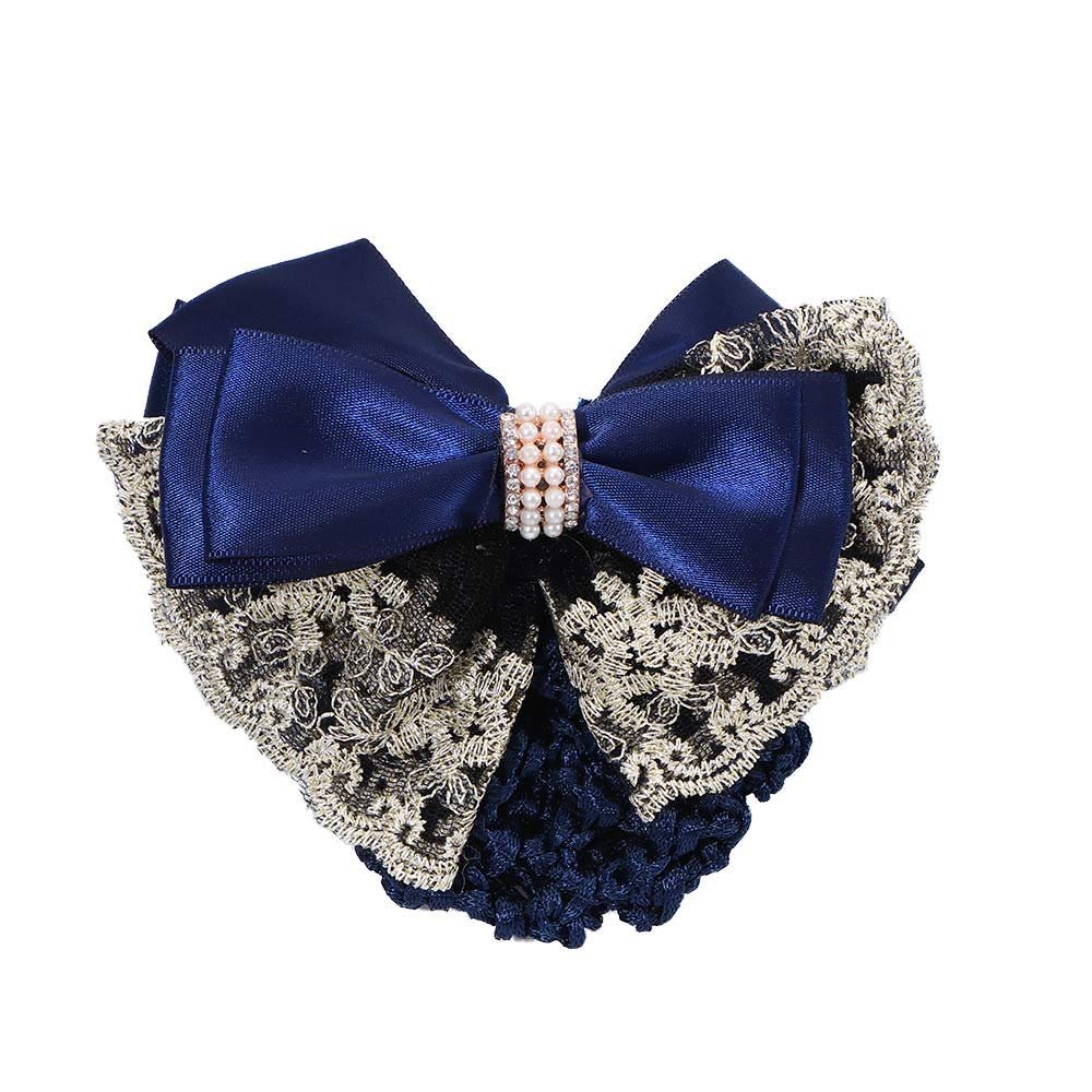 Women Hair Clip Bun Cover Hairnet Lace Bow Hair Net, Women Barrette Bun Cover Bow Hair Clip Gifts for Lady Hair Accessories (blue)