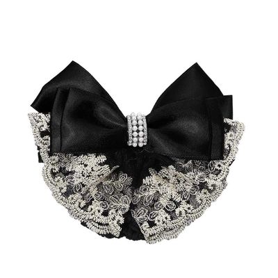 Women Hair Clip Bun Cover Hairnet Lace Bow Hair Net, Women Barrette Bun Cover Bow Hair Clip Gifts for Lady Hair Accessories (black)