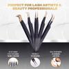 5 Pcs Fiber-Tip Japanese Steel Lash Tweezer Set with Leather Case, Professional Eyelash Tweezers for Lash Extensions  Titanium Coated, 90 & 45 Angled, Precision Pointed Tweezers (MATT BLACK) view 4