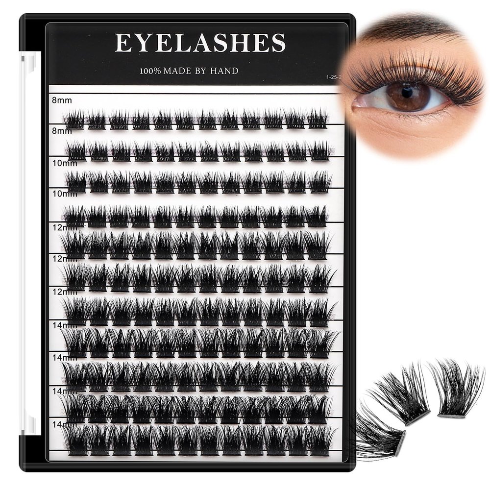 Bodermincer 8-10-12-14mm/10-12-14-16mm Mixed Lash Extension 132pcs D Curl Wispy Lash Cluster Individual Cluster Lashes (January-8-10-12-14mm Mixed)