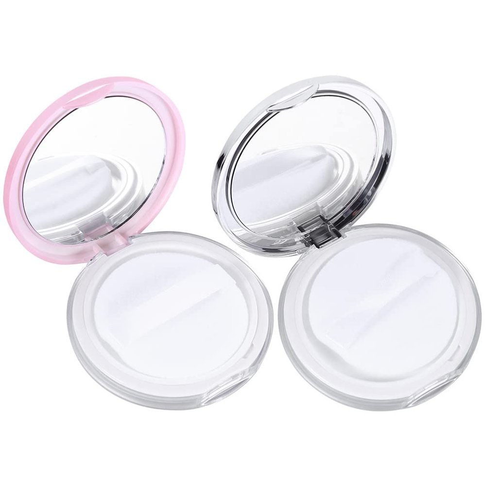 FRCOLOR 2sets Makeup Sponge Holder with Puff Portable Loose Powder Storage Case for Women Includes Empty Box for Travel and Organization