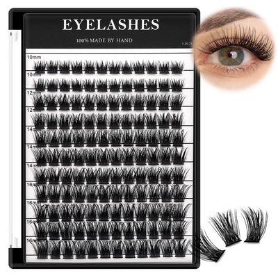 Bodermincer 8-10-12-14mm/10-12-14-16mm Mixed Lash Extension 132pcs D Curl Wispy Lash Cluster Individual Cluster Lashes (January-10-12-14-16mm Mixed)