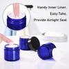 2 oz Blue Glass Jars with Lids, Bumobum 3 pack Small Jars with White Labels & Inner Liners, 60 ml Empty Round Cosmetic Containers for Sample, Powder, Cream, Lotion, Spice view 3