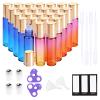 PrettyCare 24 Pack, 10 ml Essential Oil Roller Bottles with Stainless Steel Roller Ball - Refillable Leak-proof Empty Thick Rainbow Glass Roll on Bottles with Metal Caps for Travel, Perfume view 1