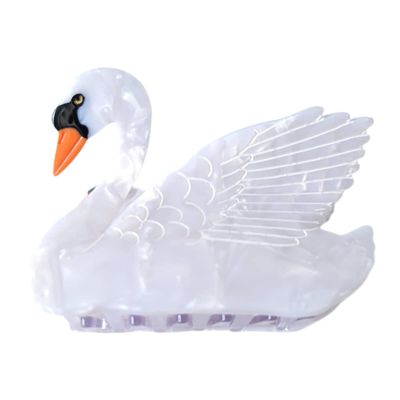 White Swan Hair Clips,Cellulose Acetate Hair Clips,Small Claw Clips for Girl,Hair Accessories,White