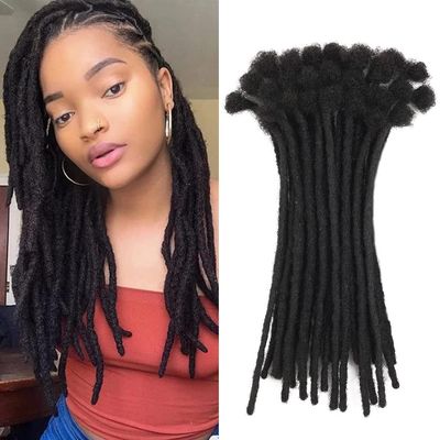 10 Inch 50 Strands Dreadlock Extensions for Women/Men 100% Handmade Loc Extensions Human Hair Can Be Curled and Bleached Dreads Extension with Needle(width 0.6cm natrual color)