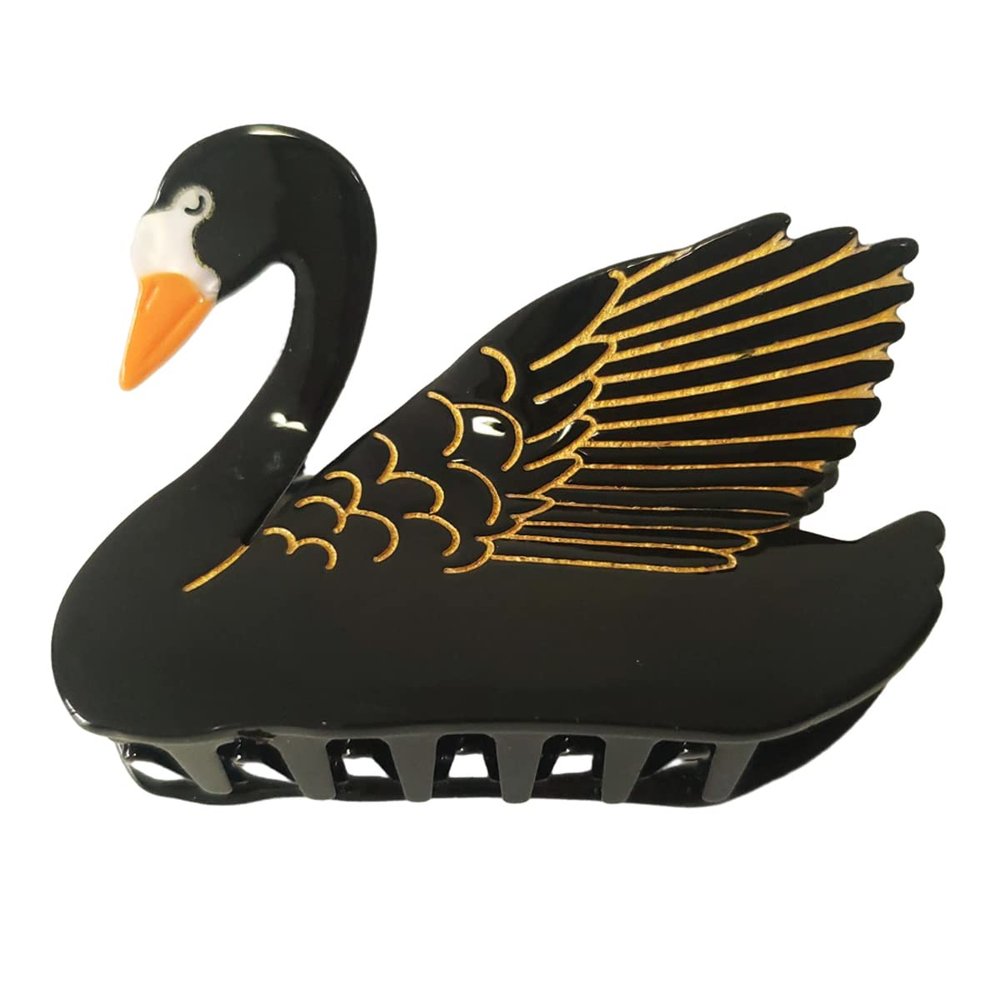 Black Swan Hair Clips,Cellulose Acetate Hair Clips,Small Claw Clips for Girl,Hair Accessories,Black