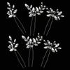 6 Pcs Silver Leaf Bride Hair Pins Crystal Rhinestone Hairpins Bridesmaids Bridal Hair Pieces Wedding Hair Clips Party Hair Accessories for Women and Girls view 1