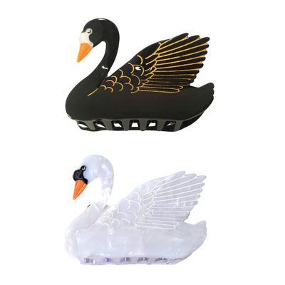 Black and White Swan Hair Clips,Cellulose Acetate Hair Clips,Small Claw Clips for Girl,Hair Accessories