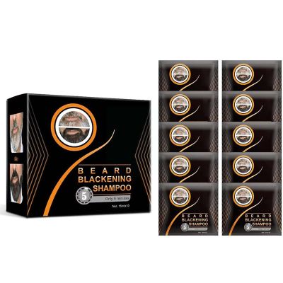 Natural Darkening Beard Shampoo, Beard Blackening Shampoo, Beard Shampoo, Beard Coloring for Men, Beard Coloring Men Beard Dye Shampoo, Beard Color Shampoo (1Box/10Pcs)