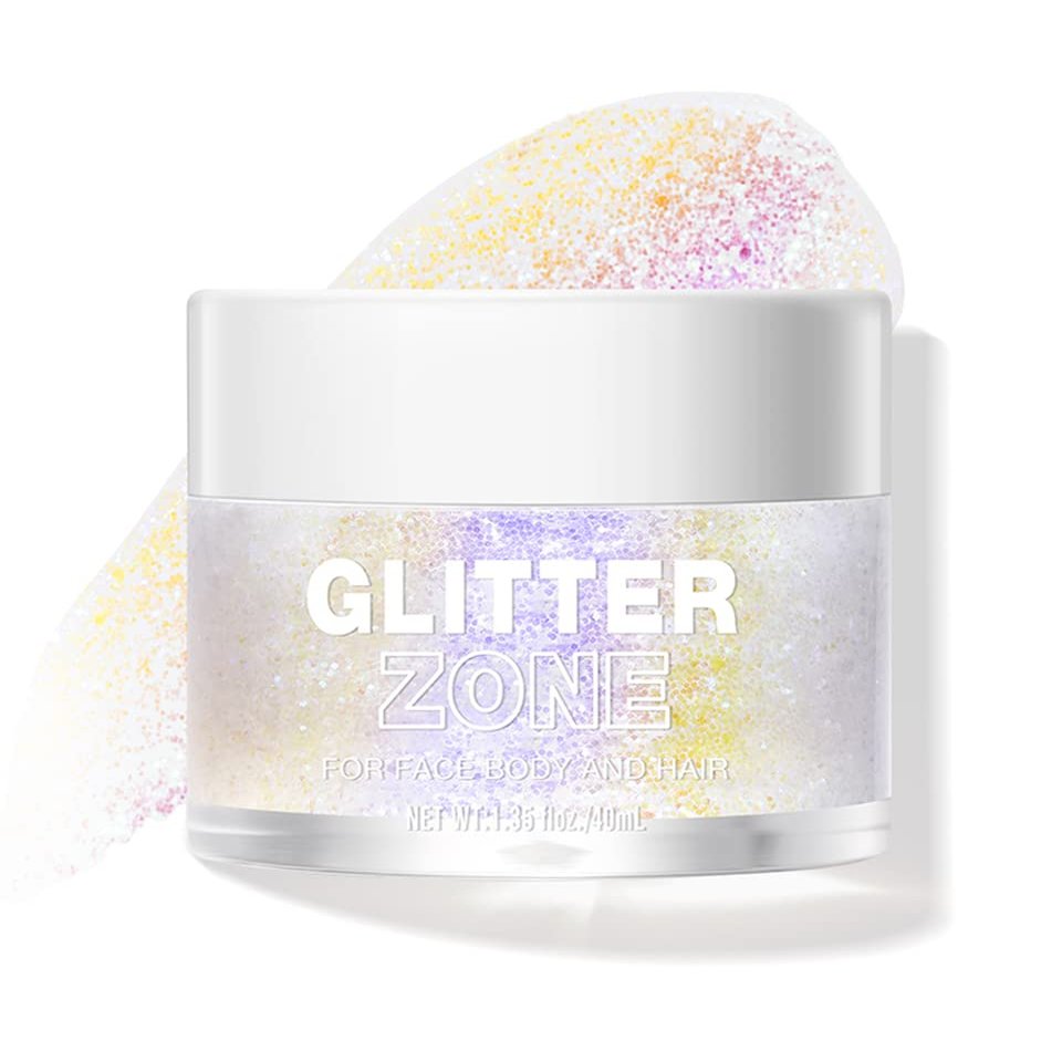 LANGMANNI Holographic Body Glitter Gel for Body, Face, Hair and Lip.Color Changing Glitter Gel Under Light. Vegan & Cruelty Free-1.35 oz (3# Neon Violet)
