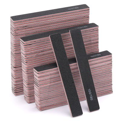 100 Pcs Black Nail Files 100/180 Grit Professional Double Sided Emery Boards Coarse and Medium Grit Rectangle Buffering File for Acrylic Nails