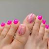Hot Pink Press on Toenails with Glossy Colorful Designs Toe Nail Press ons Silver Glitter Fake Toenails and Black False Toe Static Nails for Women nude pink French Press on Toenails (4Pack Set) view 2