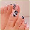 Hot Pink Press on Toenails with Glossy Colorful Designs Toe Nail Press ons Silver Glitter Fake Toenails and Black False Toe Static Nails for Women nude pink French Press on Toenails (4Pack Set) view 3