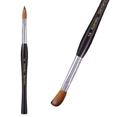 Acrylic Nail Brush, Pure Handmade Oval Shape (Size #8/10/12/14/16/18/20) Kolinsky Nail Art Brushes for Acrylic Application Nail Extension, Professional Nail Art Brush Manicure for Women (14#)