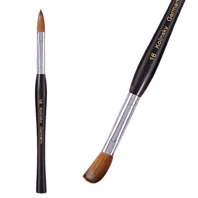 Acrylic Nail Brush, Pure Handmade Oval Shape (Size #8/10/12/14/16/18/20) Kolinsky Nail Art Brushes for Acrylic Application Nail Extension, Professional Nail Art Brush Manicure for Women (16#)