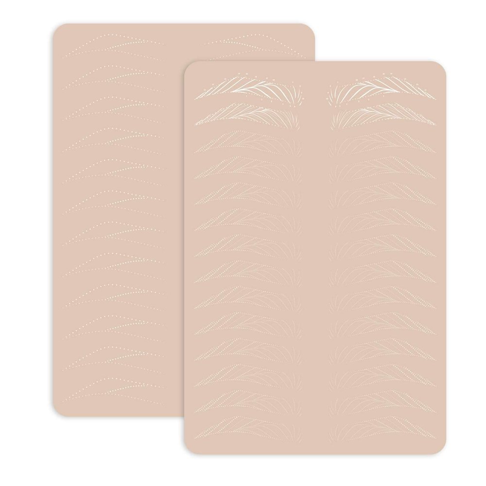 3 pcs Pink Microblading Hairstroke Practice Skin Hair strokes Pattern Pre-printed Silicone Practice Pad Permanent Makeup Eyebrow Tattoo Latex (Version 1)