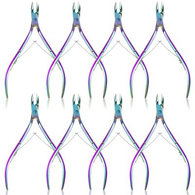 8 Pieces Cuticle Trimmer Stainless Steel Cuticle Nippers Pointed Blade Dead Skin Cutter Clipper Remover Scissors Manicure Tools for Fingernails and Toenails(Vivid Color)
