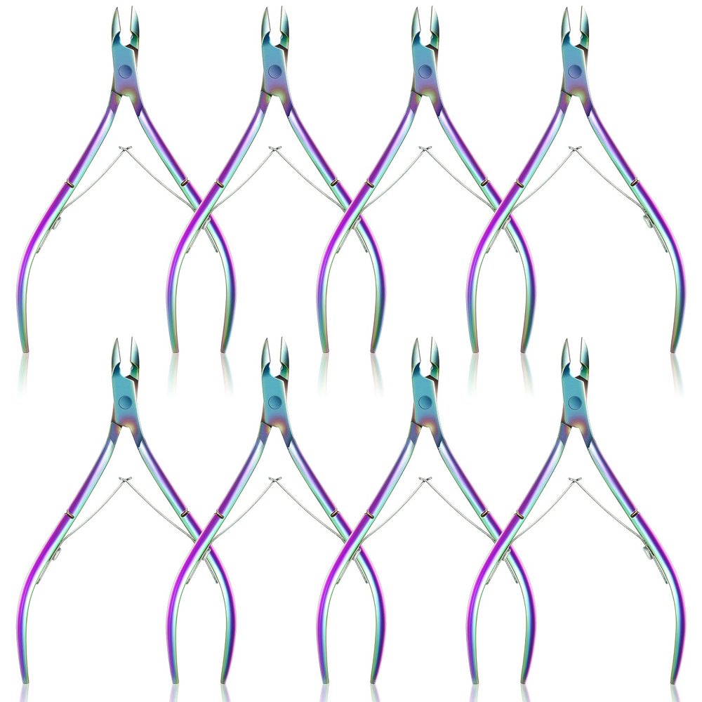 8 Pieces Cuticle Trimmer Stainless Steel Cuticle Nippers Pointed Blade Dead Skin Cutter Clipper Remover Scissors Manicure Tools for Fingernails and Toenails(Vivid Color)