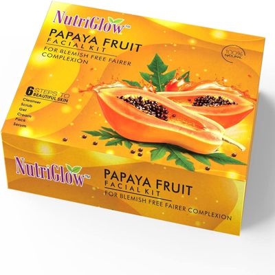 CROV Papaya Fruit Facial Kit for Men, Women for Glowing Skin| with Papaya & Lemon Extract for Blemish Free, Dark Spot & Fairer Complexion| Paraben & Sulphate Free| 250gm + 10ml