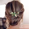 BETITETO Green Bridal Side Comb Crystal Leaf Wedding Small Hair Piece Accessories for Women Girls Party (Emerald Green) view 2