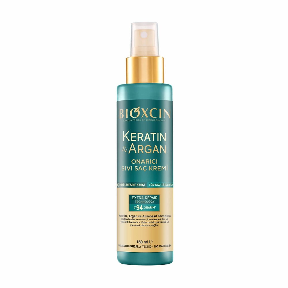 BIOXCIN Keratin & Argan Repair Liquid Hair Care Cream 150 ml for Worn and Damaged Hair