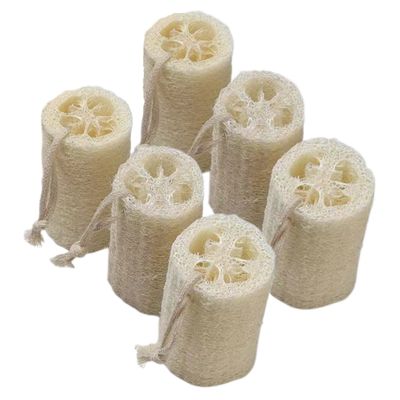 Natural Loofah Sponge Exfoliating Body Sponge Scrubber, Natural Loofah Exfoliating Bath Scrubber for Adults for Adults, Men and Women Shower (6PCS)