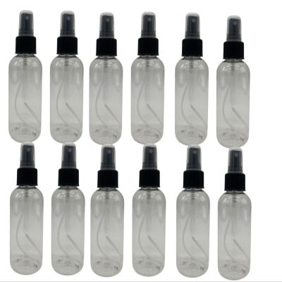 Natural Farms 4 oz Clear Boston BPA FREE Bottles - 12 Pack Empty Refillable Containers - Essential Oils Cleaning Products - Aromatherapy | Black Fine Mist Sprayers