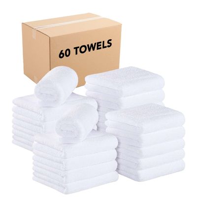 Arkwright Microfiber Coral Fleece Salon Towels Bulk - Case of 60 - Bleach Safe Resistant, Absorbent Hair Drying Towel Set, Perfect for Resort, Hotel, and Spa, 16 x 27 in, White