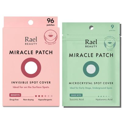 Rael Miracle Patch Bundle - Invisible Spot Cover (96 Count) & Microcrystal Spot Cover (9 Count)