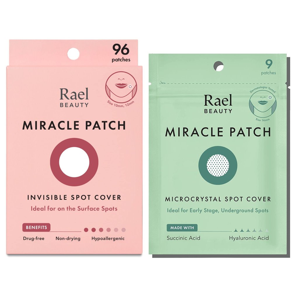 Rael Miracle Patch Bundle - Invisible Spot Cover (96 Count) & Microcrystal Spot Cover (9 Count)