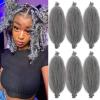 Spring Cuban Twist hair Grey Marley Twist Braiding Hair 16 inch Wrapping Marley Hair for Soft Faux Locs Springy Afro Kinky Twist Crochet Hair Braiding Twisted Up Springy Afro Twist Hair Extensions view 1