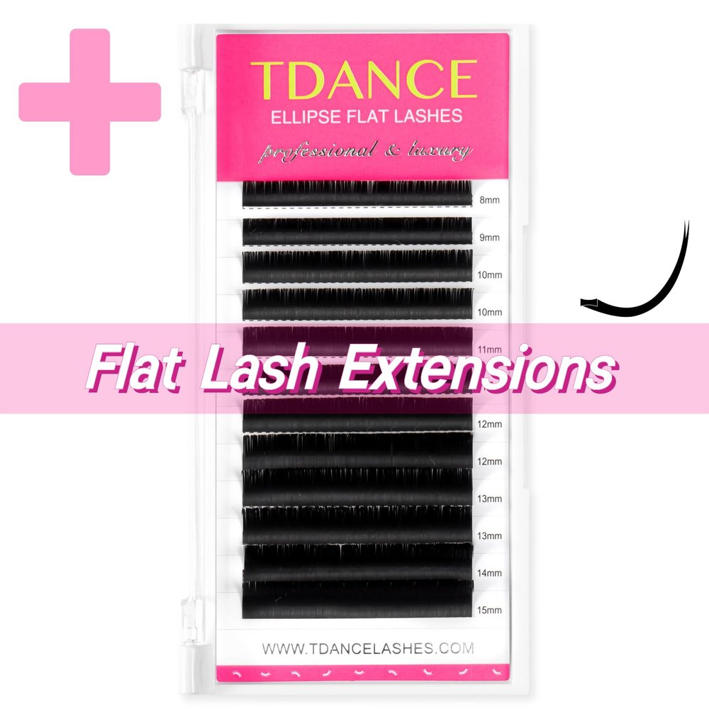 TDANCE Premium D Curl 0.15mm Eyelash Extensions Mixed 14-19mm + Ellipse Flat Lashes 0.15 CC Curl 8-15mm