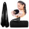 Adeton African Net Sponge, Authentic, with Knots, Exfoliating Bath Wash Cloth, Real Sapo, Black Owned, Long Sponge, Body Exfoliator, Shower Accessories, Back Foot Scalp Scrub Dead Skin Remover (Black) view 1