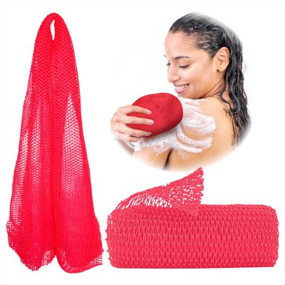 Adeton African Net Sponge, Exfoliating Wash Cloth, Body Exfoliator, Long Bath Sponge, Real, Authentic, Sapo, Shower Bath Accessories, Back Foot Scalp Scrub, Flat Dead Skin Remover (Candy)
